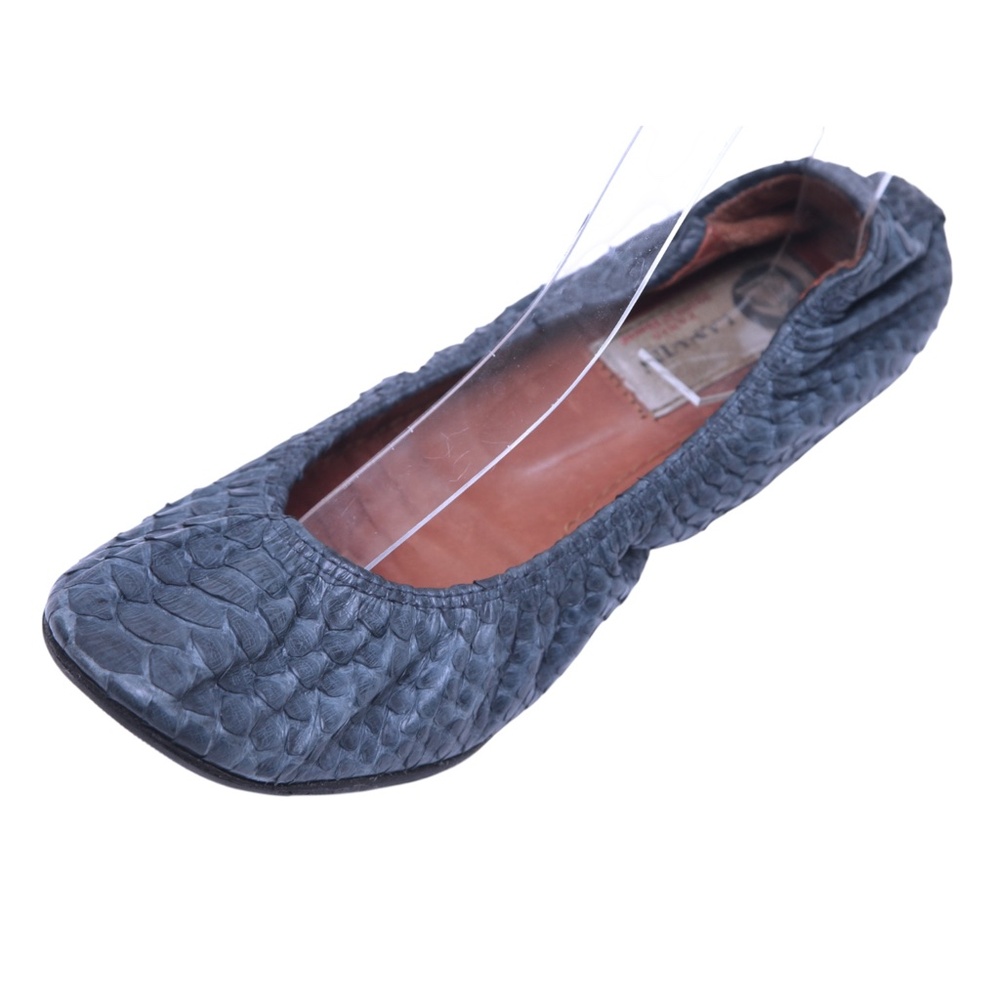 Lanvin Ballet Flats Blue Python Leather Stretch S… - image 3